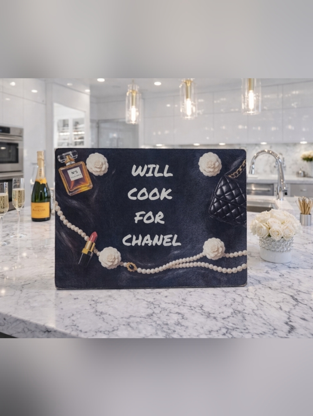 Will Cook For Chanel Food Safe Glass Cutting Board
